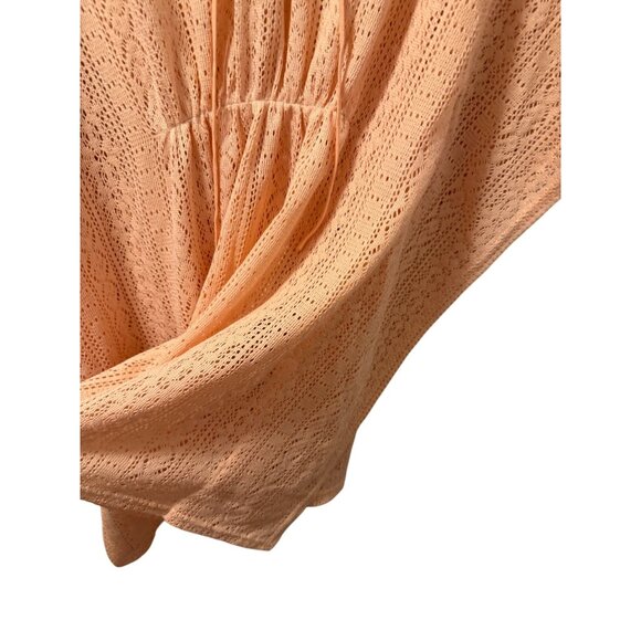 Loverich Peach Knit Beach Cover Up With Tie Front Elastic Waist Crochet Style Sz - Picture 8 of 12